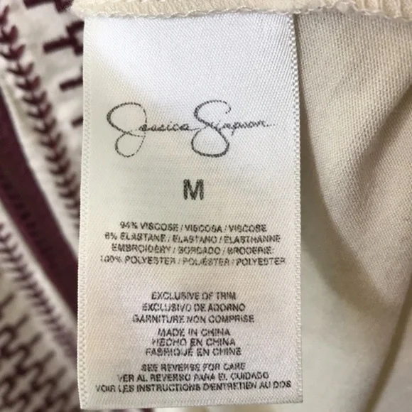 JESSICA SIMPSON Embroidered Boho Aztec Top sz M - Picture 6 of 7